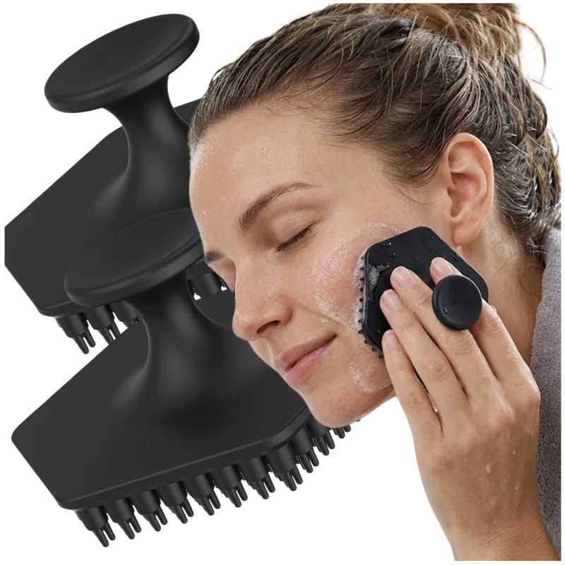 Szczotka silikonowa do oczyszczenia mycia twarzy peeling 2 szt czarny3.webp