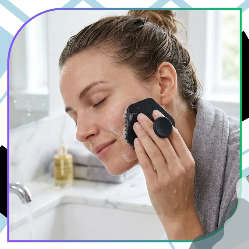 Szczotka silikonowa do oczyszczenia mycia twarzy peeling 2 szt czarny5.webp