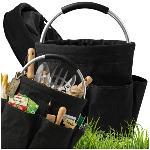 Kosz pojemnik torba na narzędzia ogrodowe składany czarny