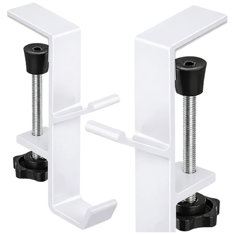 Uchwyt na słuchawki uniwersalny przenośny zaciskowy biurkowy biały1.webp