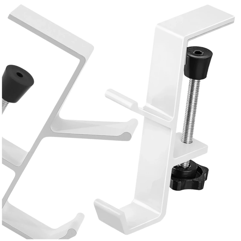 Uchwyt na słuchawki uniwersalny przenośny zaciskowy biurkowy biały2.webp