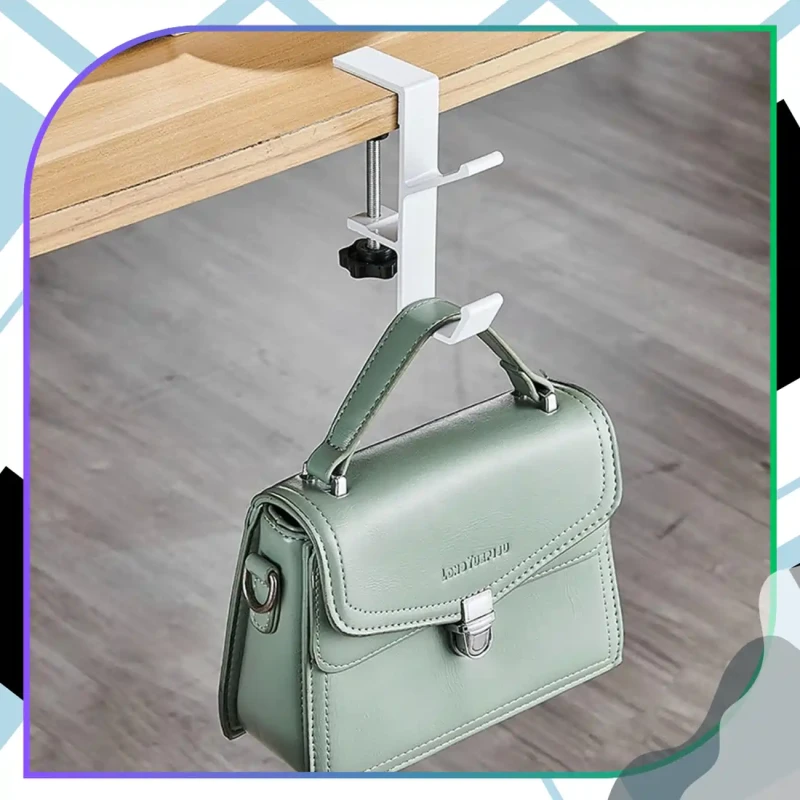 Uchwyt na słuchawki uniwersalny przenośny zaciskowy biurkowy biały5.webp