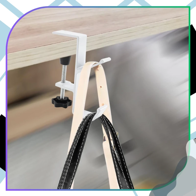 Uchwyt na słuchawki uniwersalny przenośny zaciskowy biurkowy biały6.webp