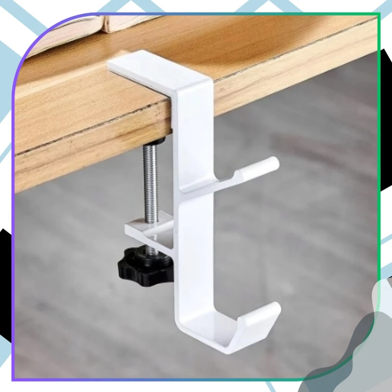 Uchwyt na słuchawki uniwersalny przenośny zaciskowy biurkowy biały7.webp