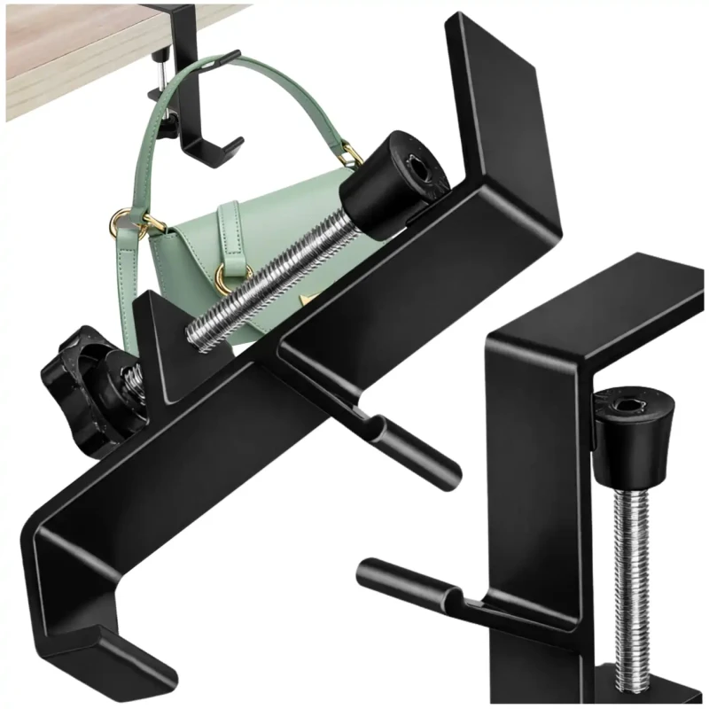 Uchwyt na słuchawki uniwersalny przenośny zaciskowy biurkowy czarny2.webp