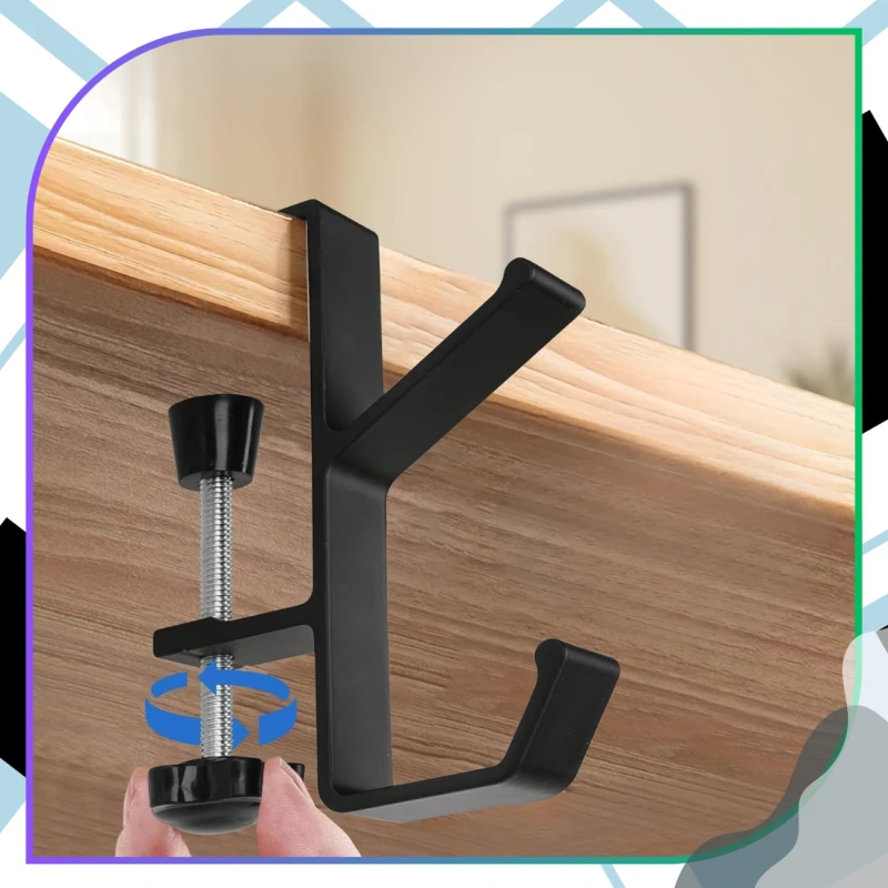 Uchwyt na słuchawki uniwersalny przenośny zaciskowy biurkowy czarny7.webp