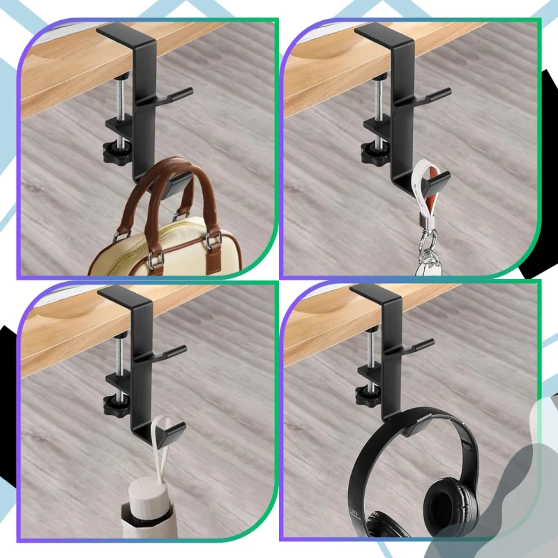 Uchwyt na słuchawki uniwersalny przenośny zaciskowy biurkowy czarny8.webp