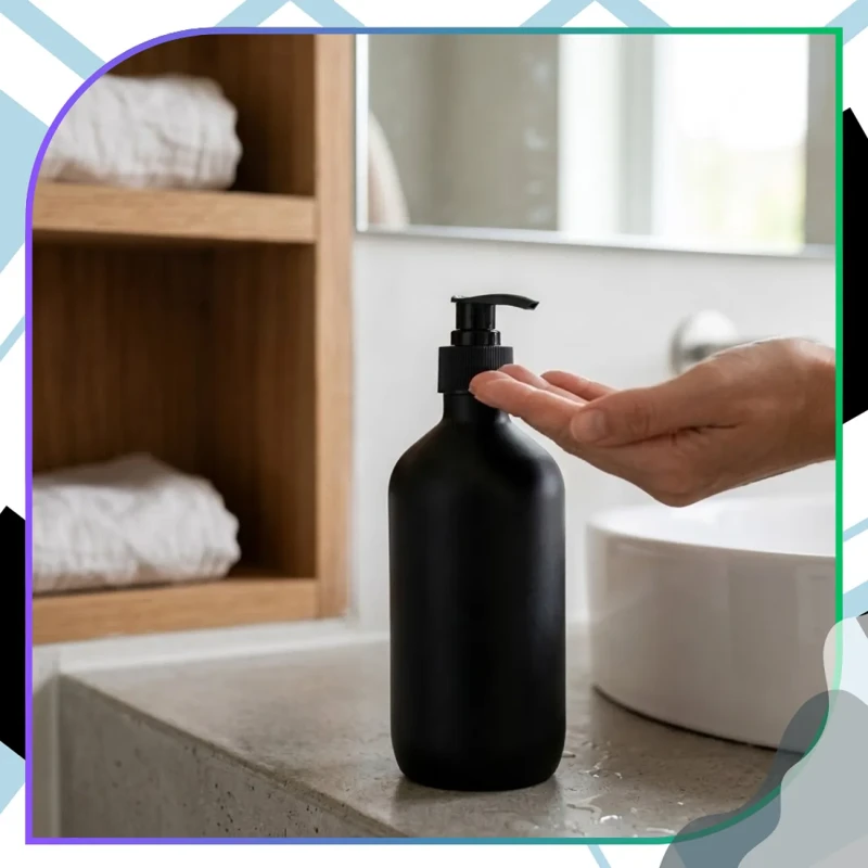 Dozownik na mydło 300 ml czarny mat butelka z pompką do kuchni lub łazienki7.webp
