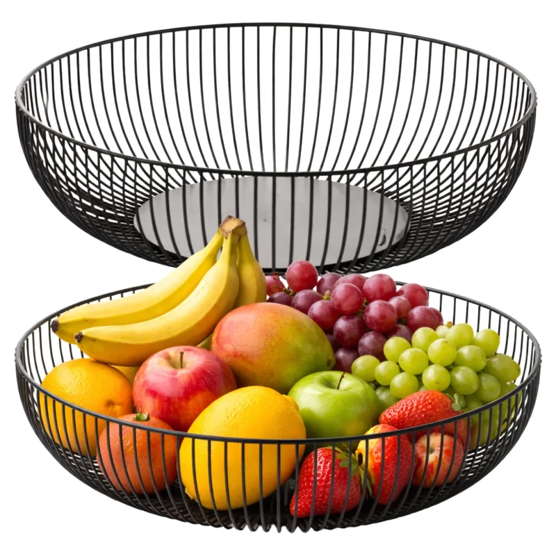 Organizer na owoce warzywa i przekąski czarny metalowy styl nordycki2.webp