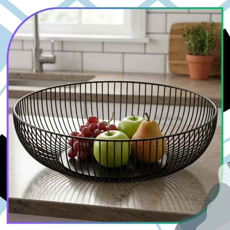 Organizer na owoce warzywa i przekąski czarny metalowy styl nordycki6.webp