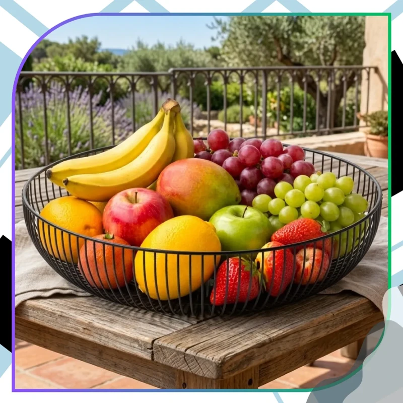 Organizer na owoce warzywa i przekąski czarny metalowy styl nordycki7.webp