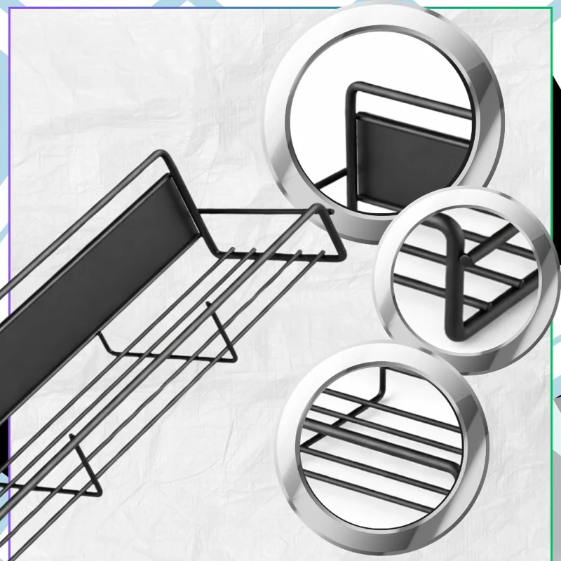 Magnetyczna półka na lodówkę lub o łazienki organizer domowy czarny5.webp