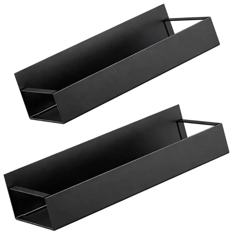 Magnetyczny organizer kuchenny na lodówkę zestaw 2 półek metal czarny1.webp