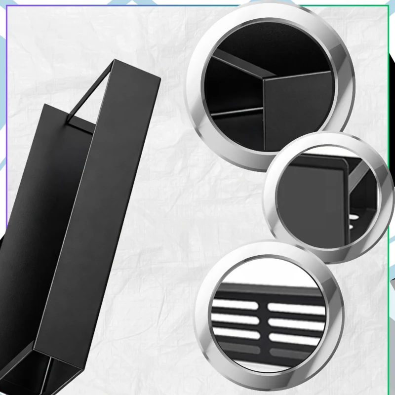 Magnetyczny organizer kuchenny na lodówkę zestaw 2 półek metal czarny5.webp
