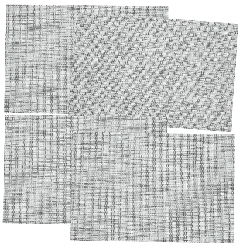 Szare podkładki na stół PVC mata stołowa tkana zestaw 4 sztuki 45x30 cm4.webp