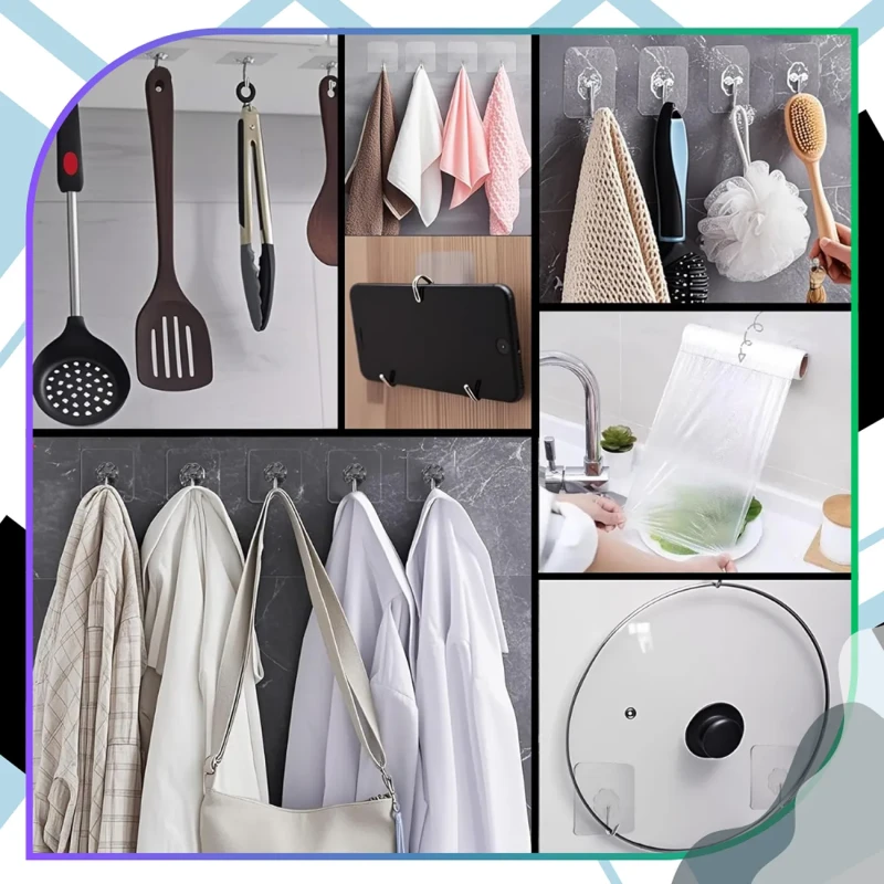 Wieszak ścienny obrotowy 180° przezroczysty samoprzylepny8.webp