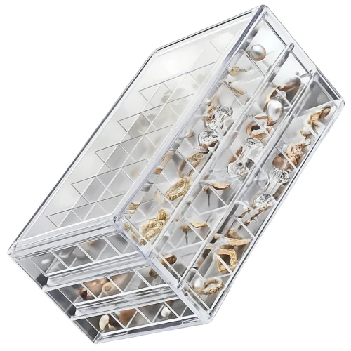Transparentna szkatułka na kosmetyki organizer do przechowywania biżuterii