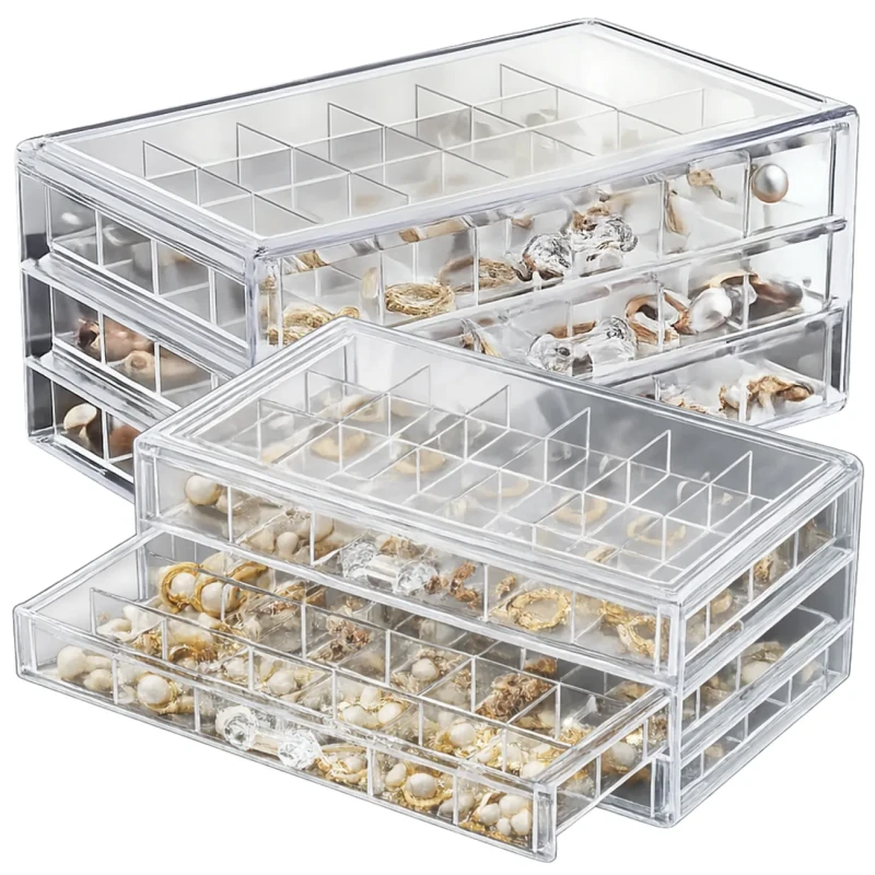 Transparentna szkatułka na kosmetyki organizer do przechowywania biżuterii3.webp