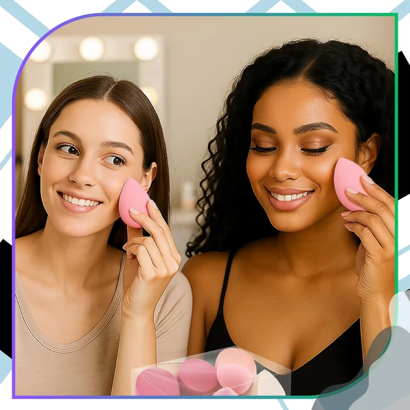 Zestaw gąbek do makijażu 7 sztuk z pojemnikiem blender do podkładu5.webp