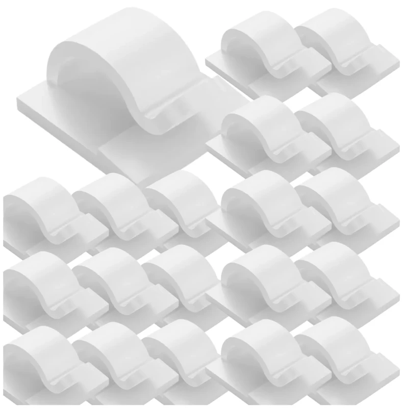 Uchwyty do kabli samoprzylepne organizer przewodów klipsy 30 szt białe1.webp