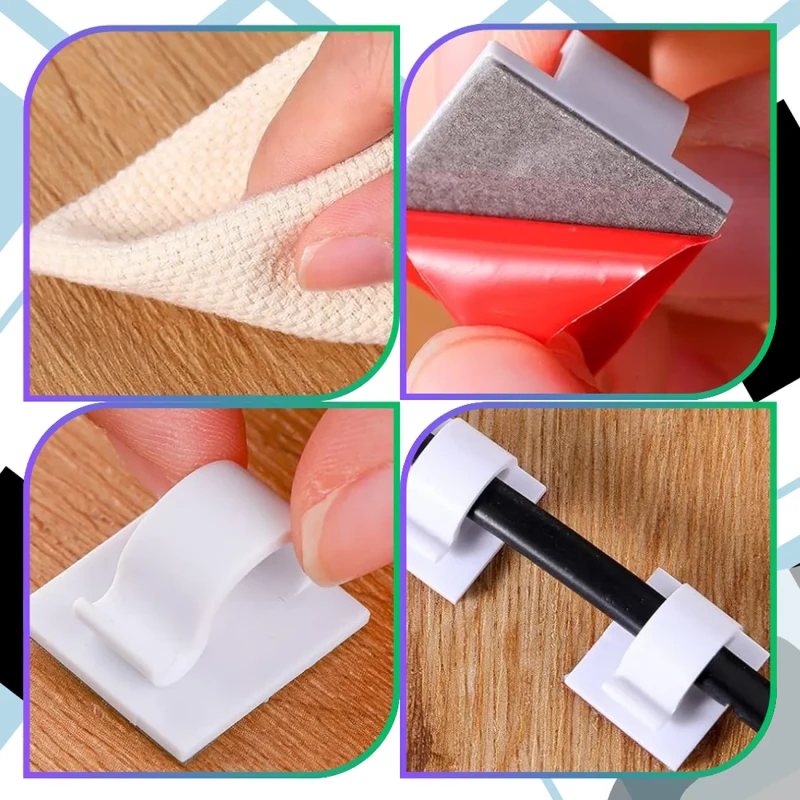 Uchwyty do kabli samoprzylepne organizer przewodów klipsy 30 szt białe6.webp