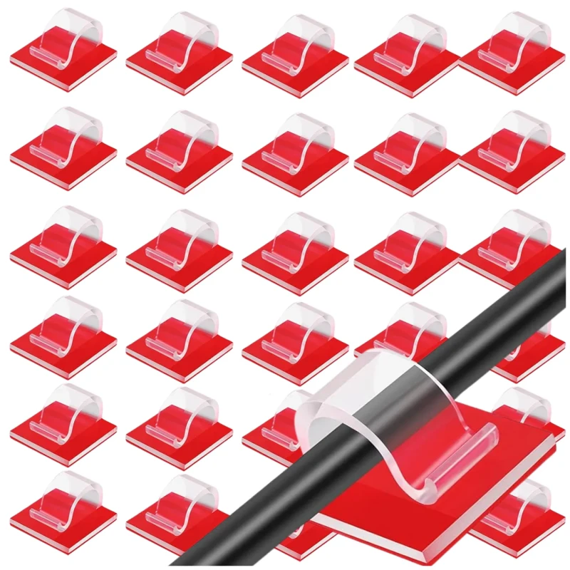 Samoprzylepne klipsy do kabli organizer przewodów uchwyty 30 szt transparentne2.webp