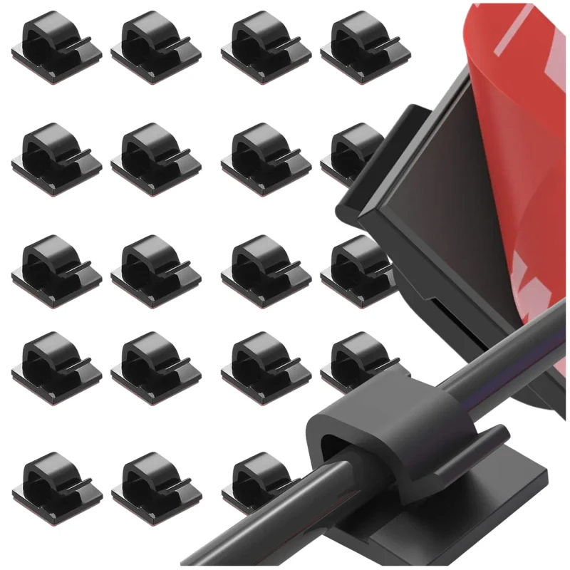 Uchwyty do kabli samoprzylepne klipsy organizer przewodów 30 szt czarne1.webp