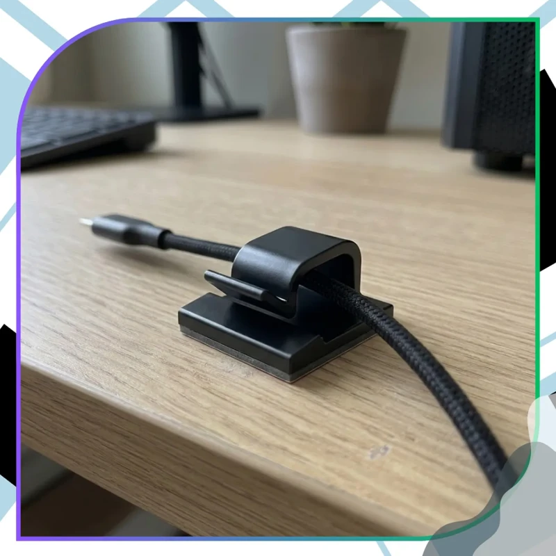 Uchwyty do kabli samoprzylepne klipsy organizer przewodów 30 szt czarne5.webp