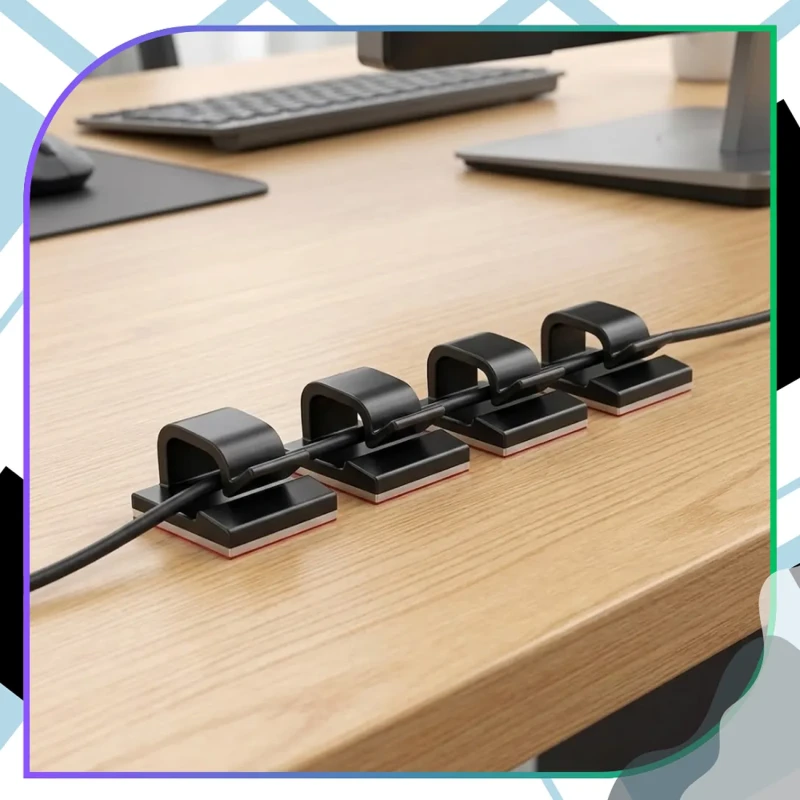 Uchwyty do kabli samoprzylepne klipsy organizer przewodów 30 szt czarne6.webp