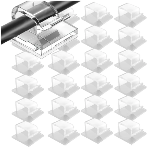 Przezroczyste Klipsy Do Kabli Samoprzylepne Organizer Przewodów 30szt