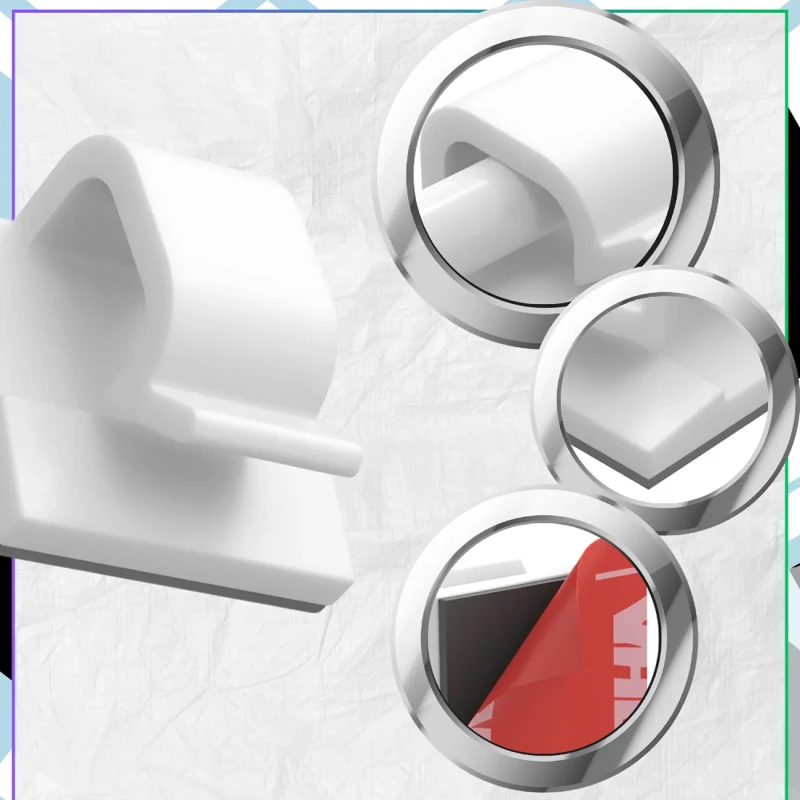 Białe samoprzylepne organizery do kabli zestaw uchwytów 30 sztuk4.webp