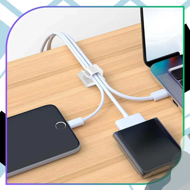 Białe samoprzylepne organizery do kabli zestaw uchwytów 30 sztuk5.webp