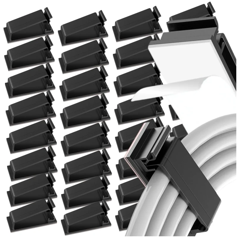 Organizer kabli czarny klipsy samoprzylepne uchwyty do przewodów 20 szt2.webp