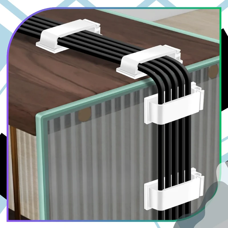 Zestaw 20 samoprzylepnych klipsów do kabli w kolorze białym6.webp