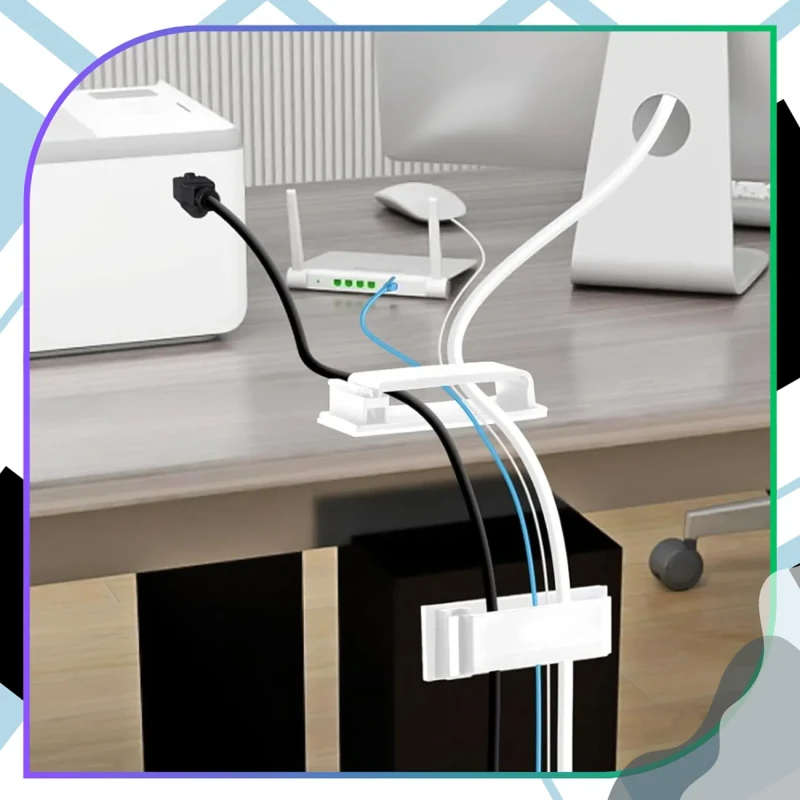 Zestaw 20 samoprzylepnych klipsów do kabli w kolorze białym7.webp