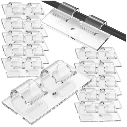 Dwurzędowy uchwyt do kabli organizer przedwodów transparentny 12 szt