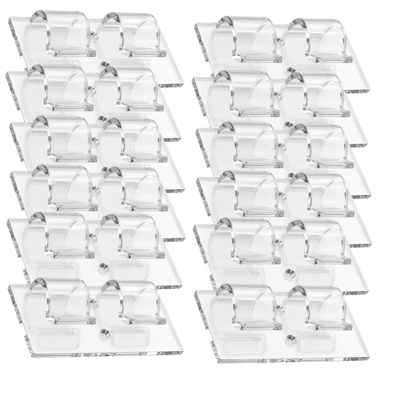 Dwurzędowy uchwyt do kabli organizer przewodów transparentny 12 szt3.webp