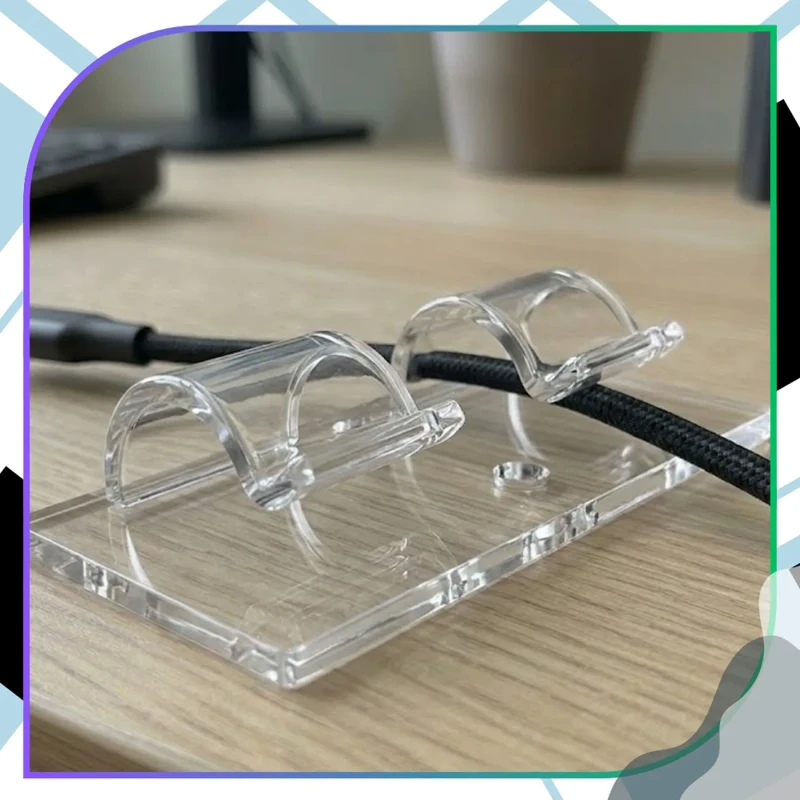 Dwurzędowy uchwyt do kabli organizer przewodów transparentny 12 szt5.webp