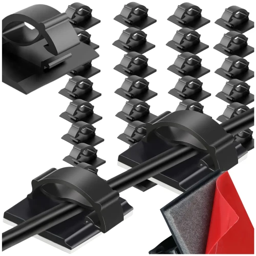 Klipsy organizer kabli uchwyty do przewodów samoprzylepne 30 szt czarne