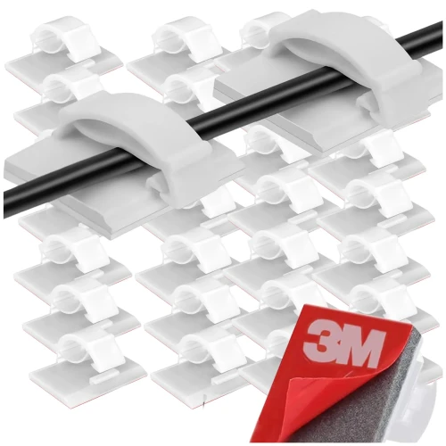 Zestaw 30 sztuk organizerów do kabli samoprzylepnych w kolorze białym