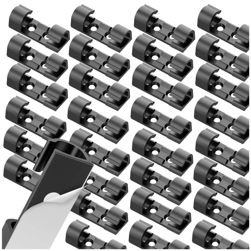 Klipsy kablowe samoprzylepne organizer przewodów biuro komputer 30 szt2.webp