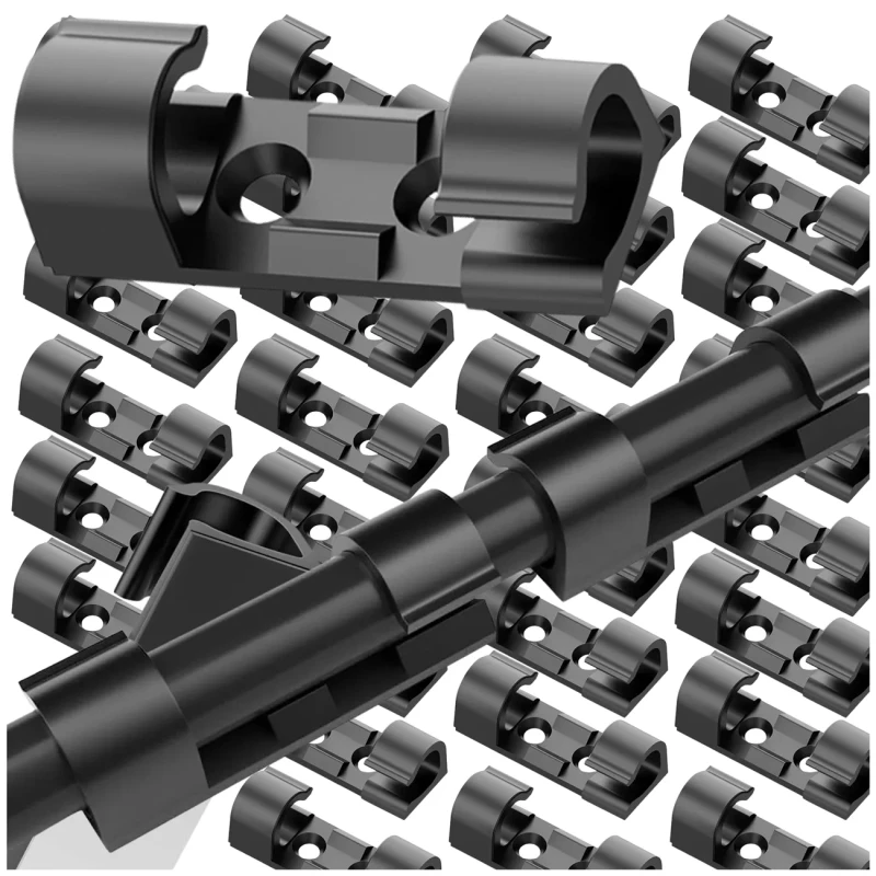 Klipsy kablowe samoprzylepne organizer przewodów biuro komputer 30 szt3.webp