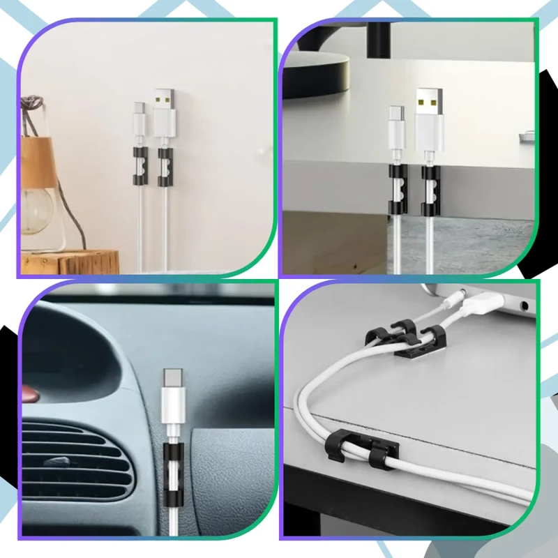 Klipsy kablowe samoprzylepne organizer przewodów biuro komputer 30 szt8.webp