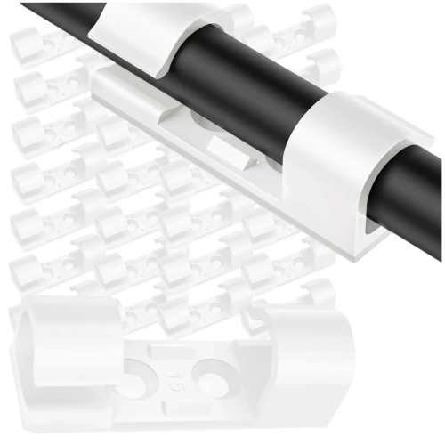 Białe klipsy do kabli samoprzylepne organizer przewodów biurko 30 szt