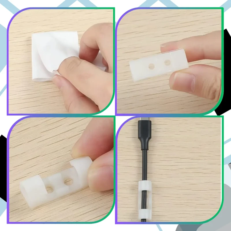 Białe klipsy do kabli samoprzylepne organizer przewodów biurko 30 szt6.webp