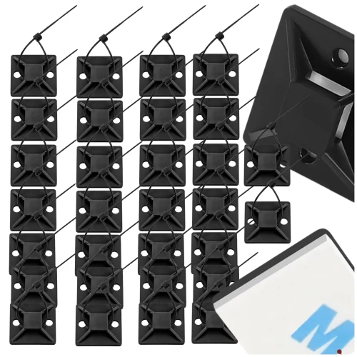 Uchwyty do opasek kablowych samoprzylepne 40x40 organizer kabli 30 szt