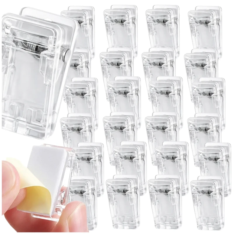 Mini klipsy samoprzylepne przezroczyste uchwyty na notatki zdjęcia 50 szt3.webp