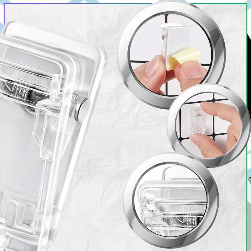 Mini klipsy samoprzylepne przezroczyste uchwyty na notatki zdjęcia 50 szt5.webp