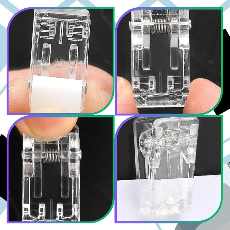 Mini klipsy samoprzylepne przezroczyste uchwyty na notatki zdjęcia 50 szt6.webp