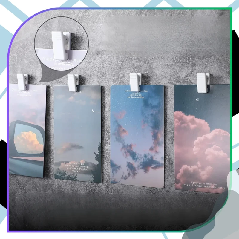 Uchwyty samoprzylepne klipsy na zdjęcia notatki biuro dom 50 szt10.webp